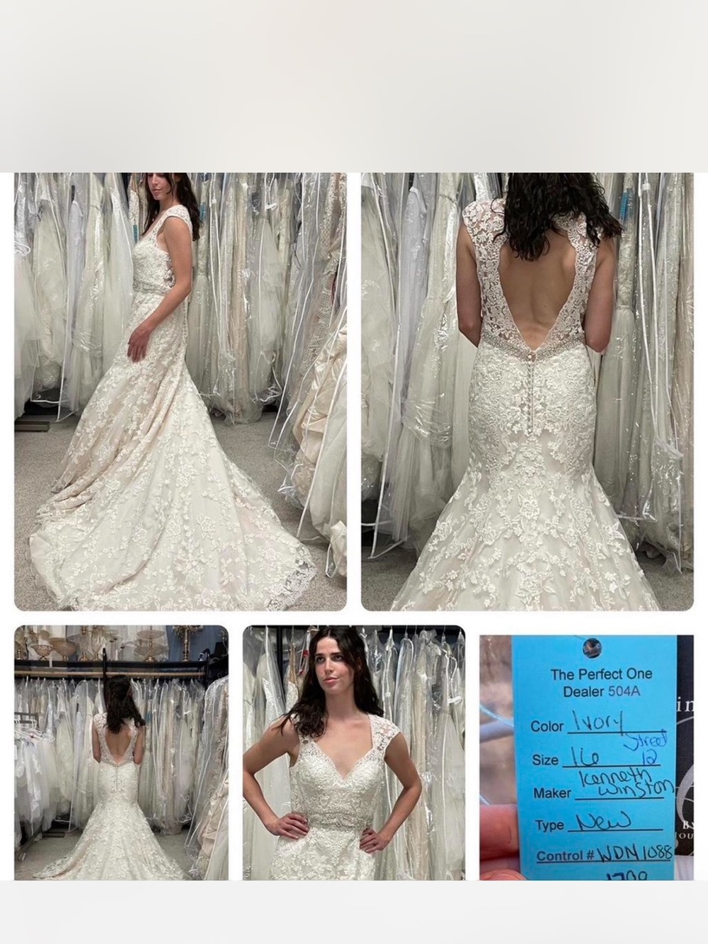 Kenneth Winston Ivory Lace Fit-and-Flare Wedding Dress